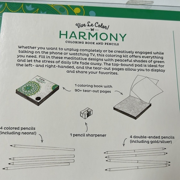 Vive Le Color: Harmony Adult Coloring Book & Pencils NEW - Picture 9 of 9